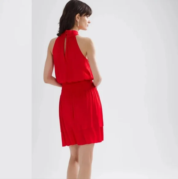 White House Black Market Red Dinner or Cocktail Dress Cross Halter Mini Dress - Picture 3 of 7